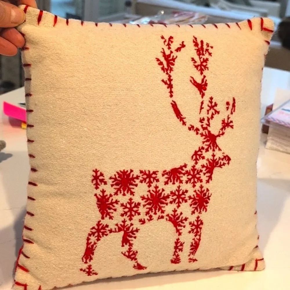 Embroidered Reindeer Square Throw Pillow Pier 1 Decorative Accent Pillow